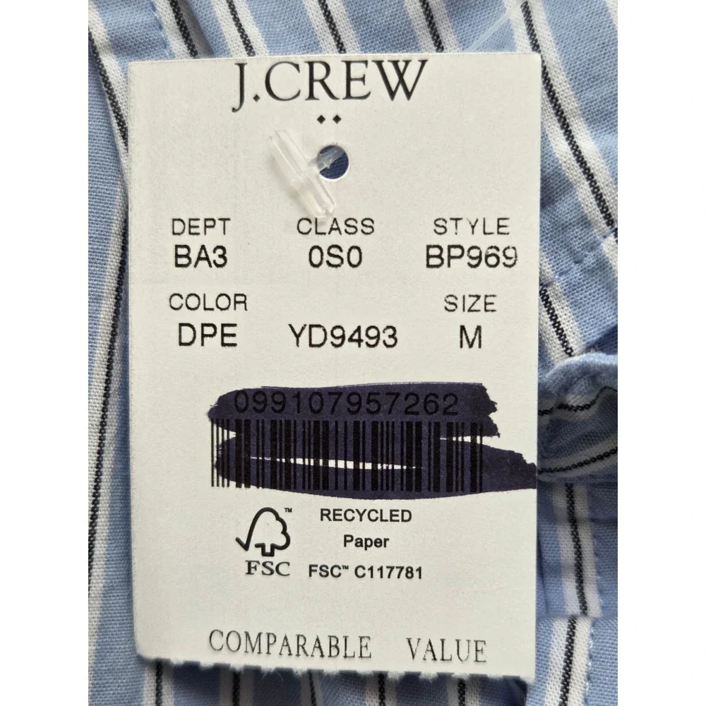 J. Crew Classic Fit Flex Shirt Striped Men M Blue NWT $98 BP969‎